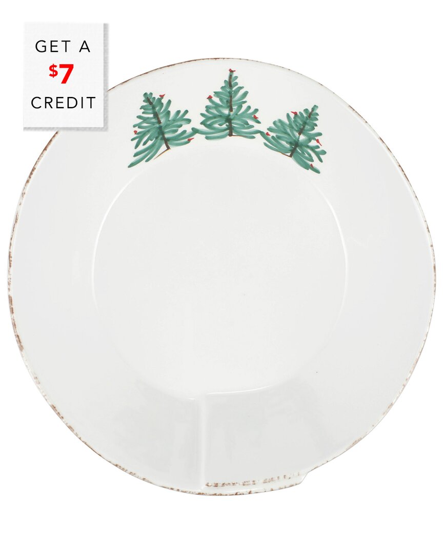 Vietri Lastra Holiday Medium Shallow Serving Bowl In White
