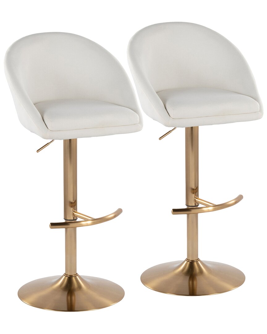 LUMISOURCE LUMISOURCE SET OF 2 MATISSE HIGHBACK CONTEMPORARY/GLAM ADJUSTABLE BAR STOOLS WITH FOOTREST