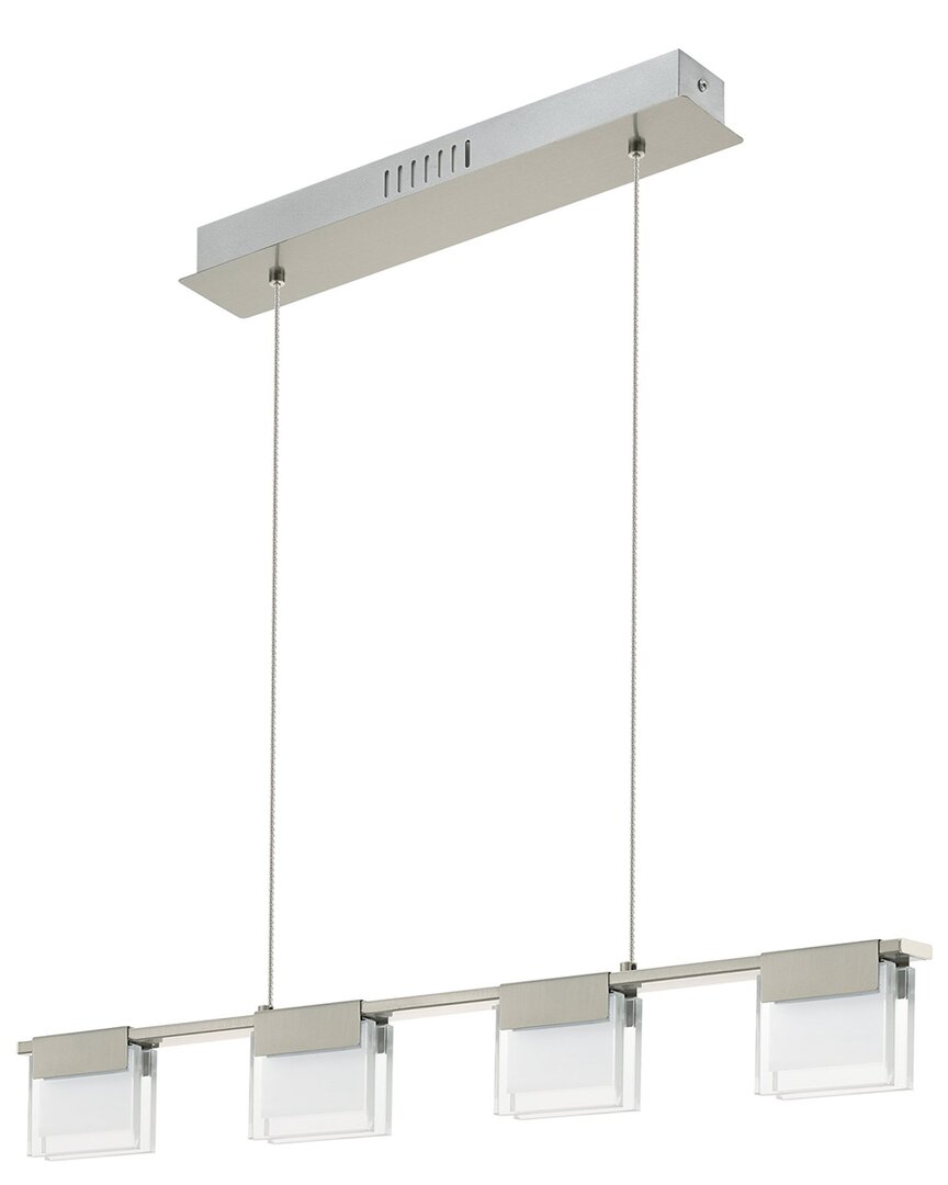 Eglo Vicino 4 Light Integrated Led Linear Pendant With Matte Nickel Finish & Frosted Glass Shades