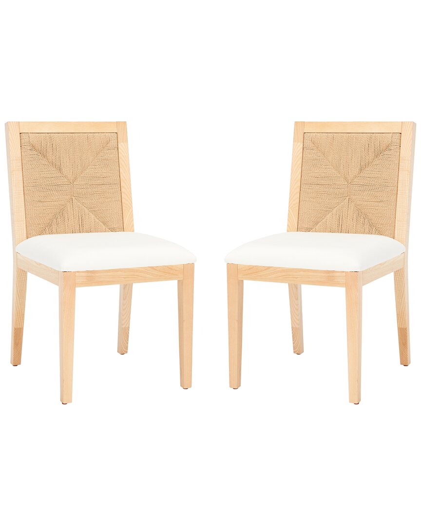 Shop Safavieh Couture Set Of 2 Emilio Woven Dining Chairs In Brown