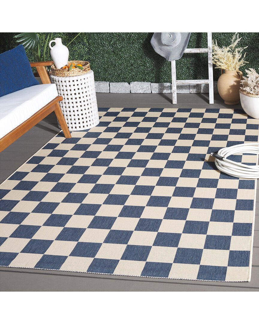 Safavieh Courtyard Chessara Power-loomed Indoor/outdoor Rug In Blue