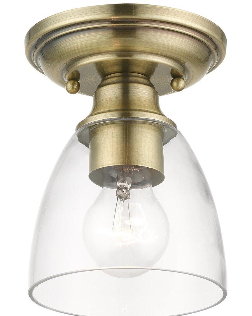 Livex Lighting 1 Light Antique Brass Petite Semi-flush In Gold