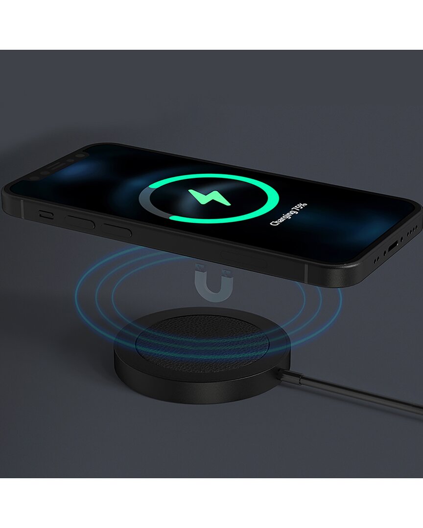 Phunkee Tree Leather Magnetic Wireless Charging Pad In Black