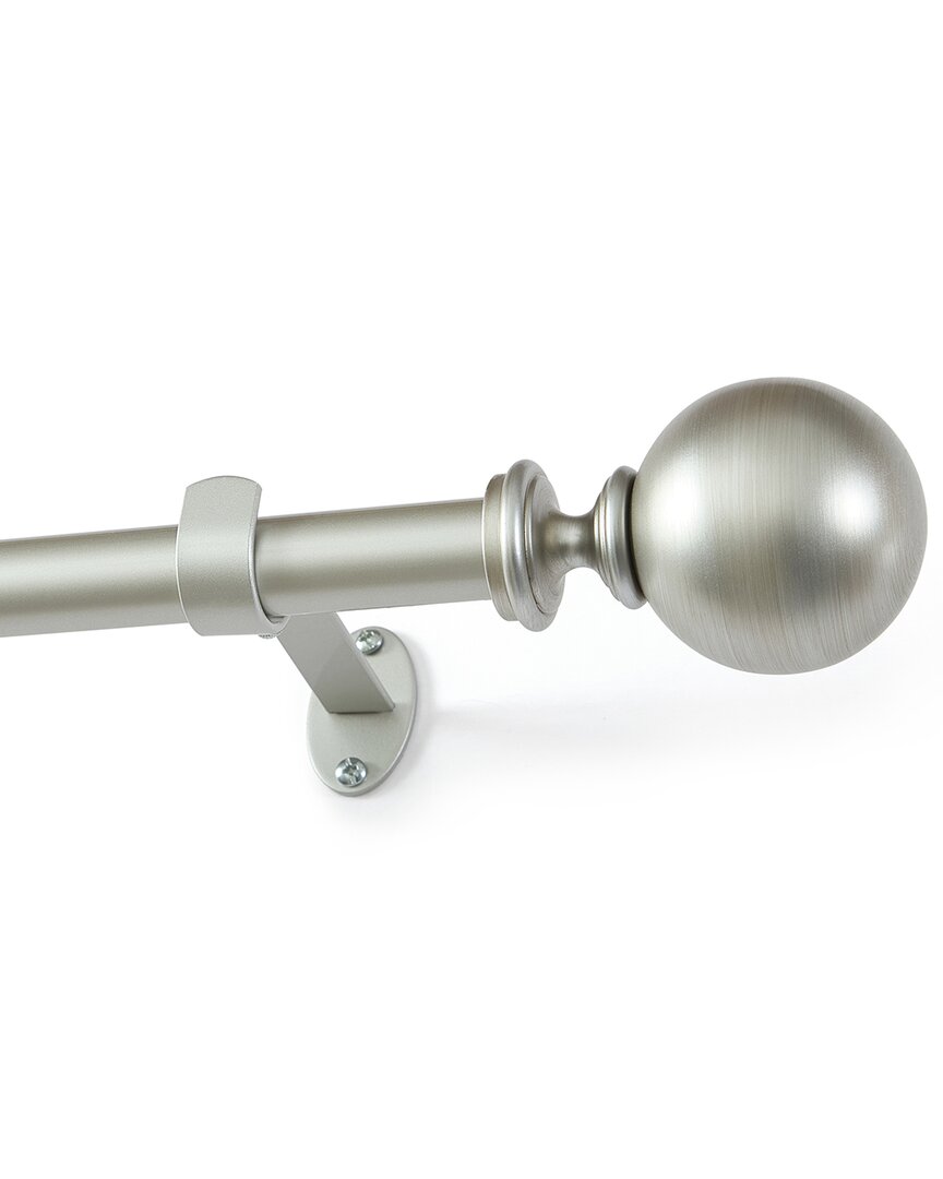 Threadmade Cordelia Single Curtain Rod With Globe Ball Finial In Gray