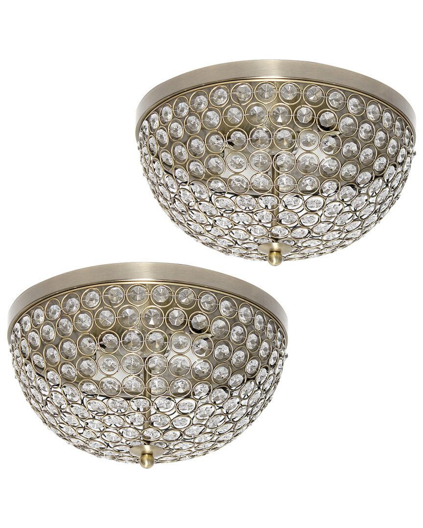 Lalia Home 13in Classix Crystal Glam 2-light Decorative Dome Flush Mount Ceiling Fixture