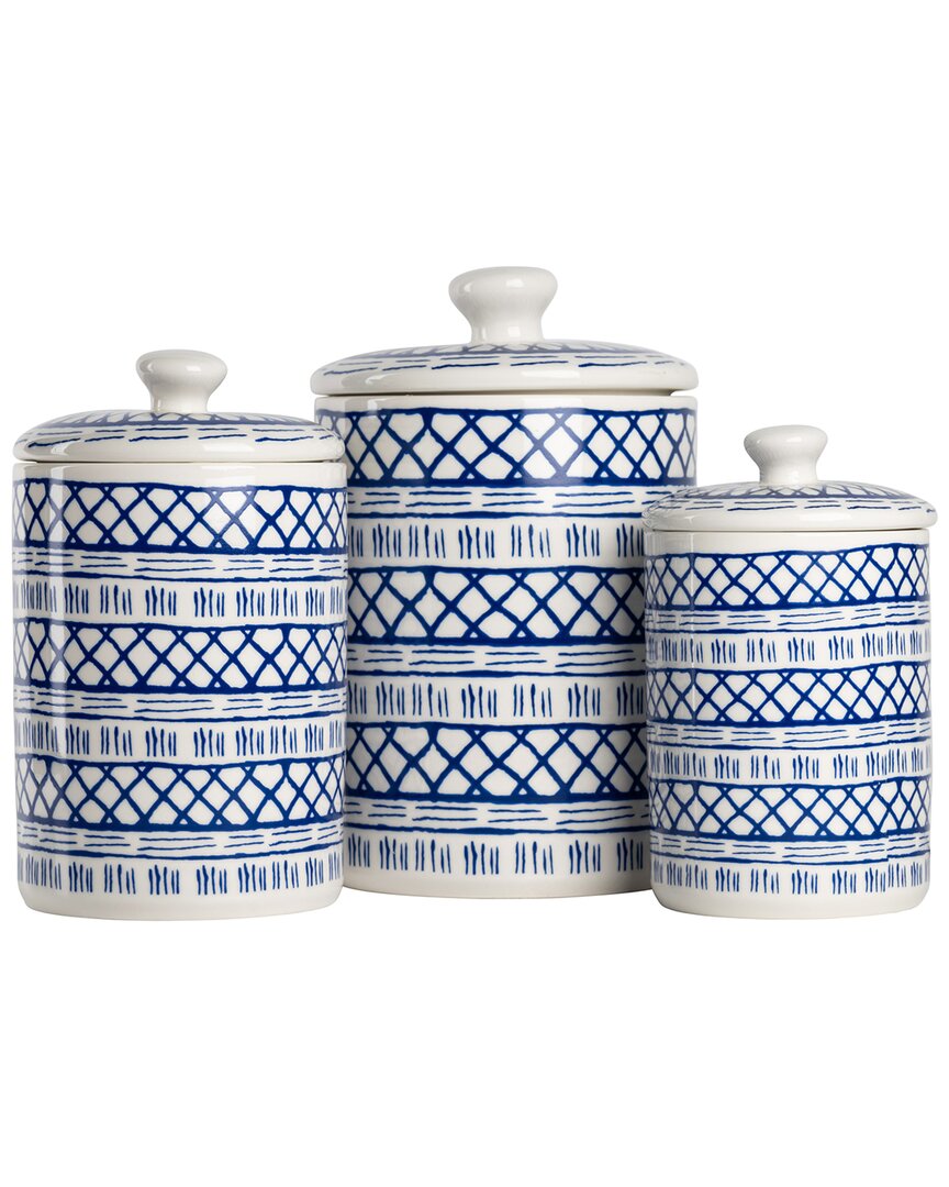 Ten Strawberry Street Marina 3pc Canister Set In Blue