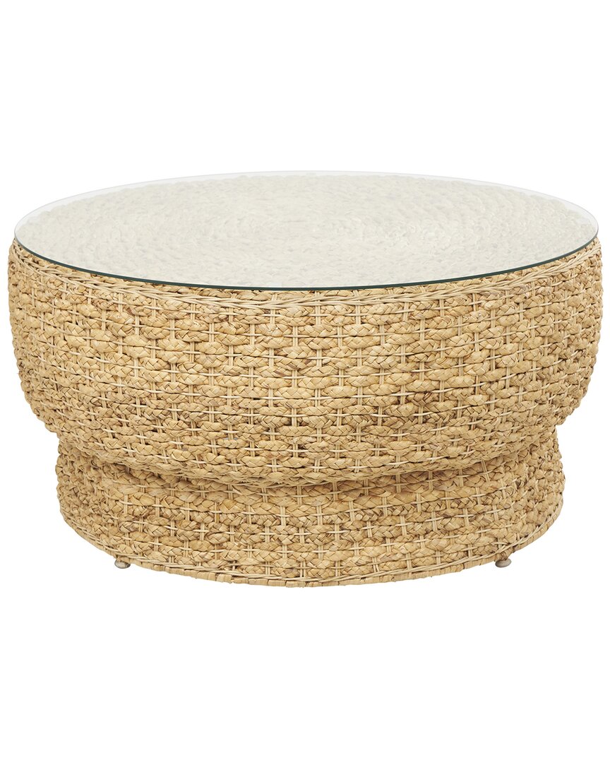 Peyton Lane Handmade Rattan Woven Tapered Coffee Table With Glass Top