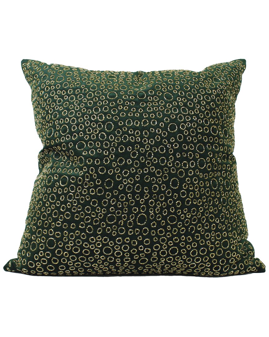 Harkaari Luxury Hand Beaded Velvet Holiday Pillow In Green