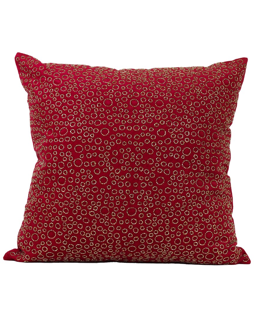 Harkaari Luxury Hand Beaded Velvet Holiday Pillow In Red