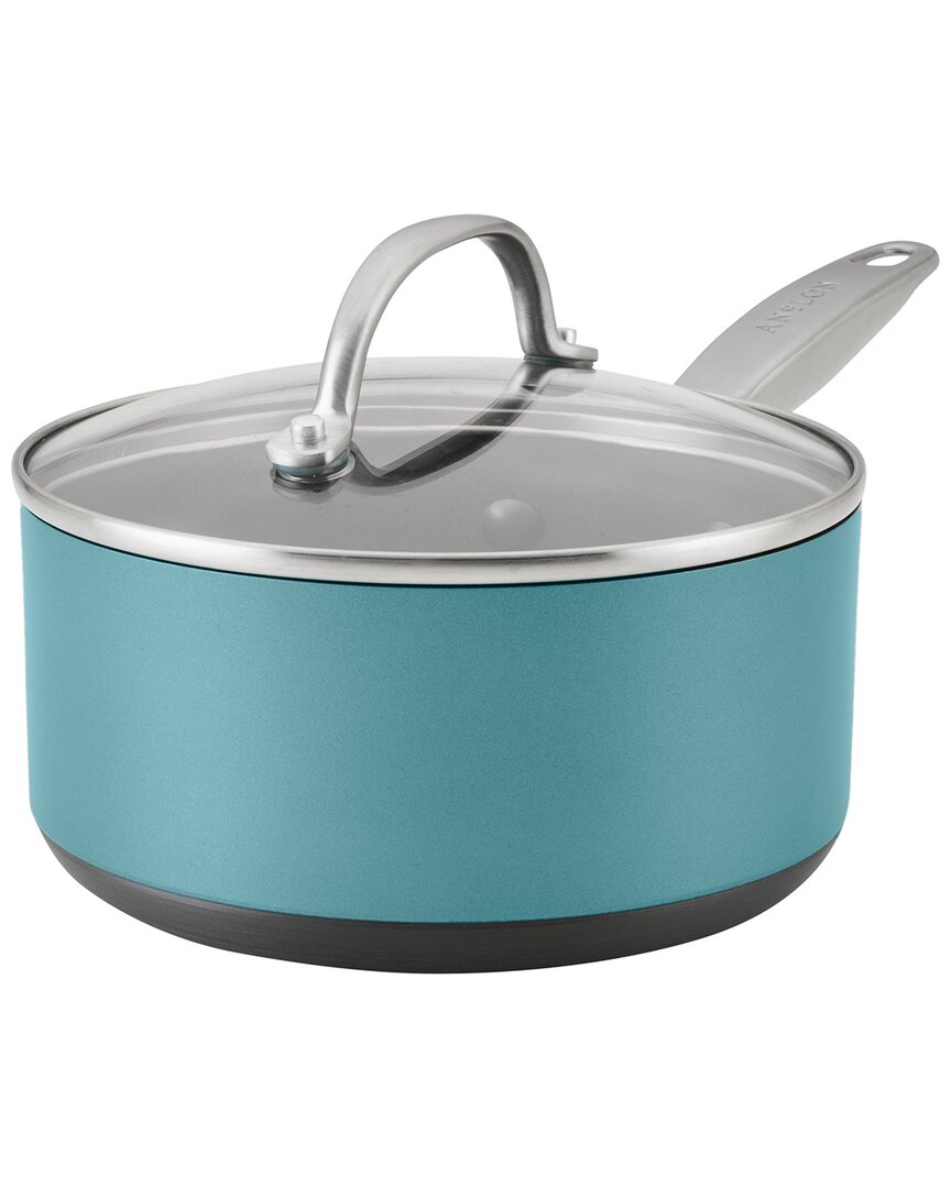 Anolon Achieve Hard Anodized Nonstick 2 Quart Sauce Pan With Lid In Teal