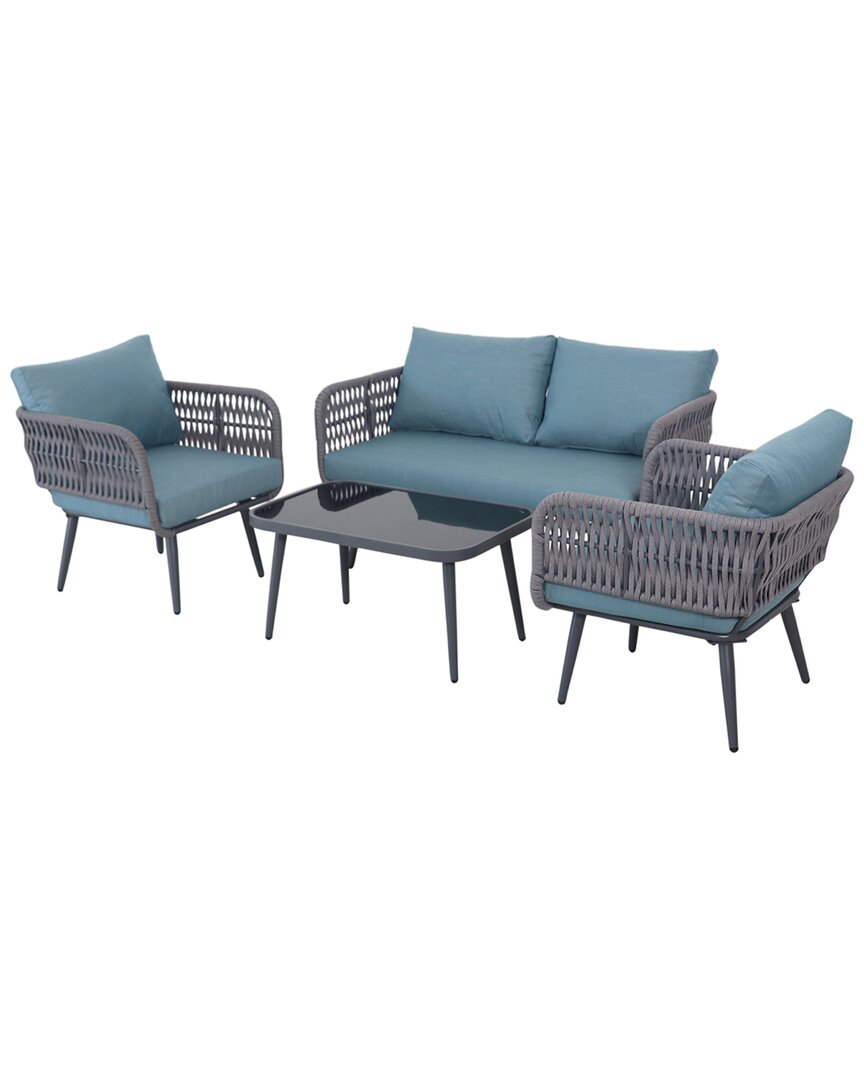 NORTHLIGHT NORTHLIGHT 4PC CAICOS OUTDOOR PATIO CONVERSATION SET WITH CUSHIONS 