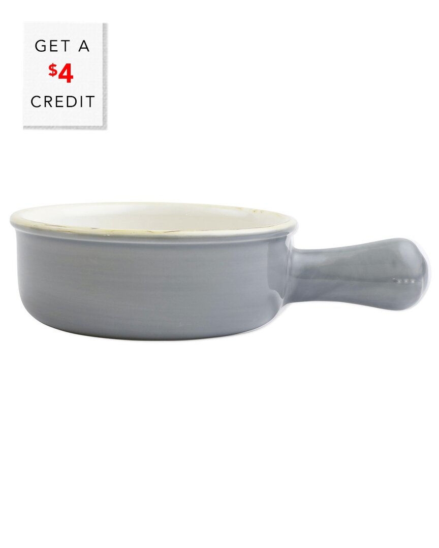 Vietri Italian Bakers Small Round Baker With Large Handle With $4 Credit In Gray