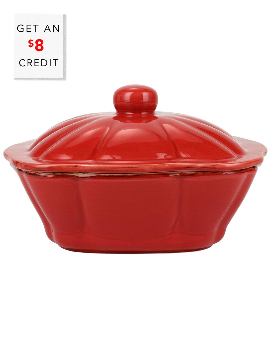 Shop Vietri Italian Bakers Square Covered Casserole Dish With $8 Credit In Red