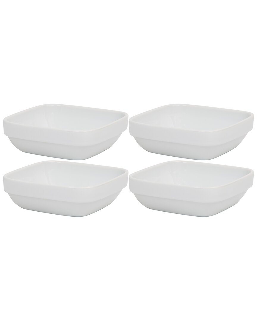 Home Essentials Set Of 4 5in Square Stackable Bowls In White