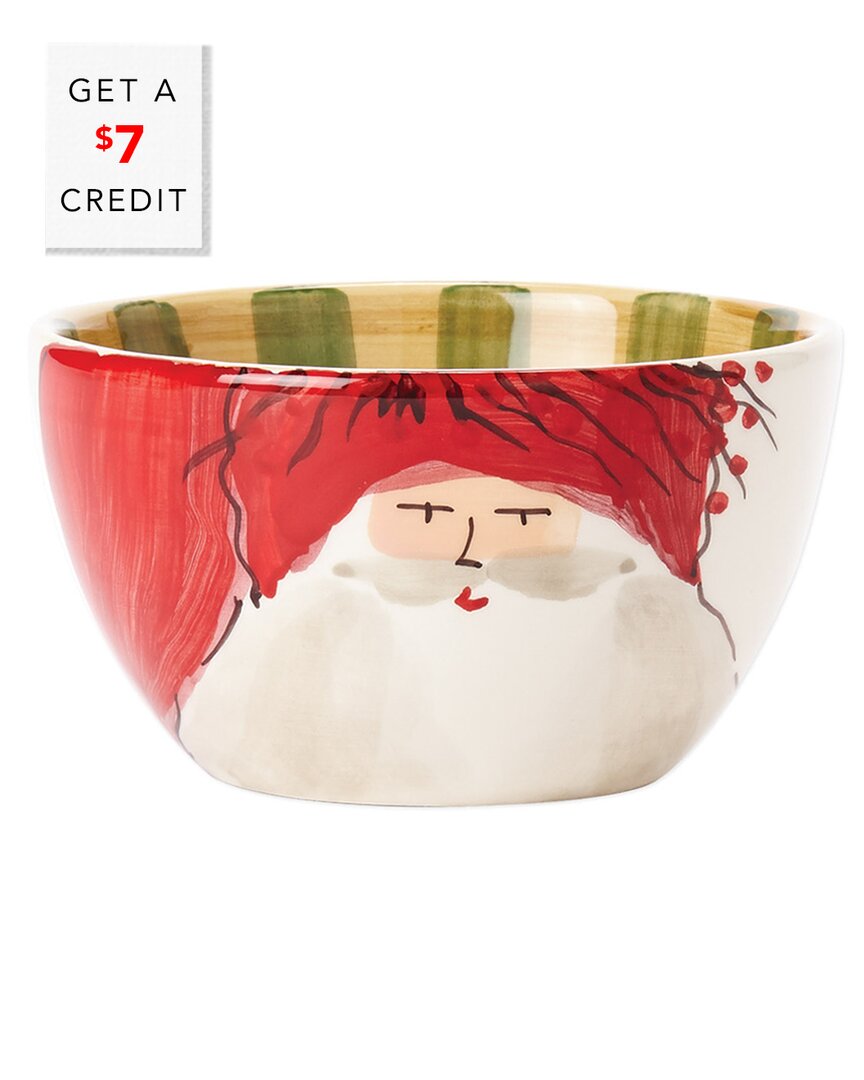 Vietri Old St. Nick Cereal Bowl Striped Hat In Multicolor