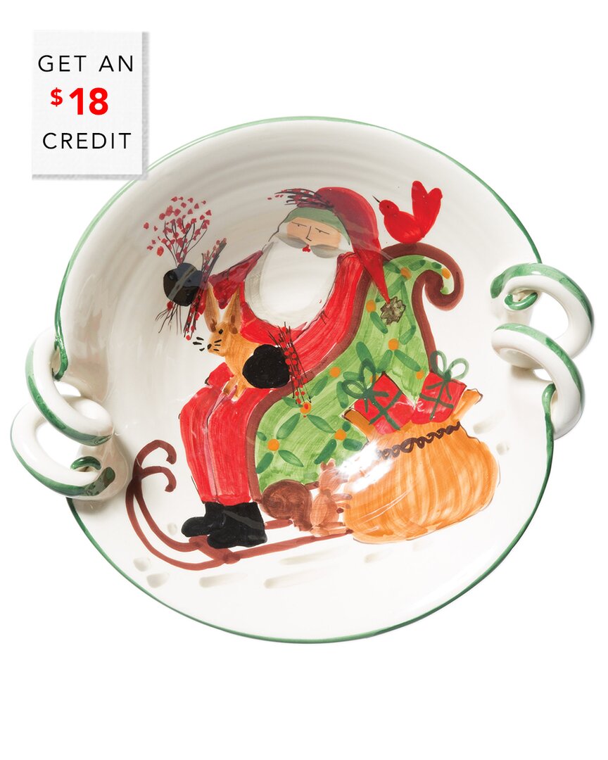 Vietri Old St. Nick Handled Scallop Bowl With Sleigh With $18 Credit In Multi