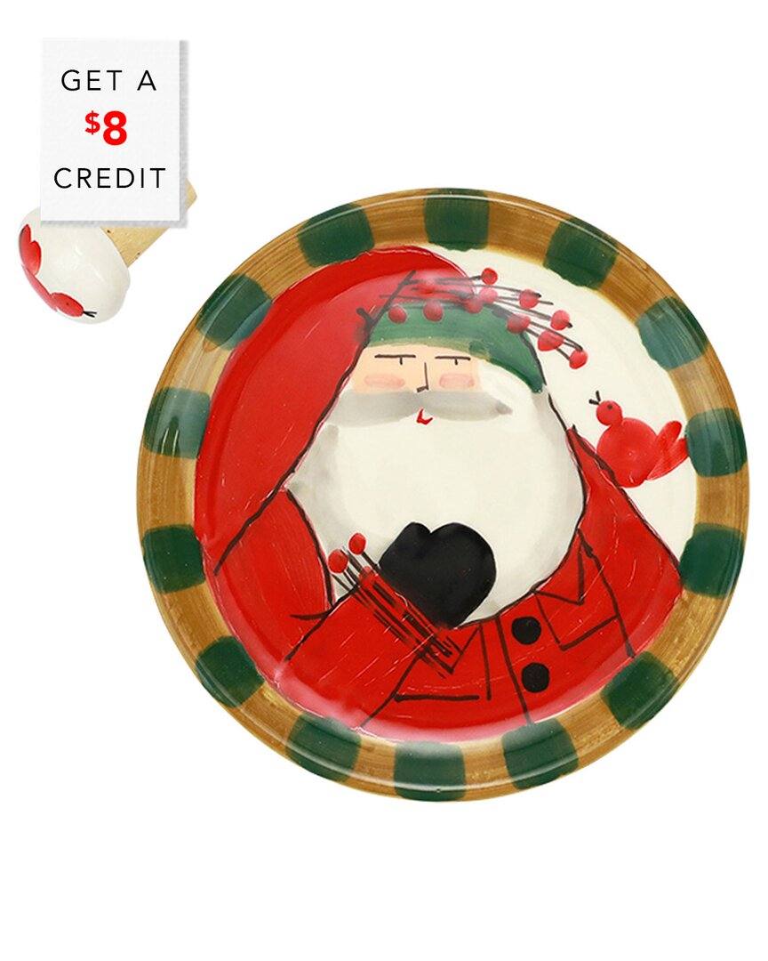 Vietri Old St. Nick Canapé Plate & Cork Stopper Set In Multicolor