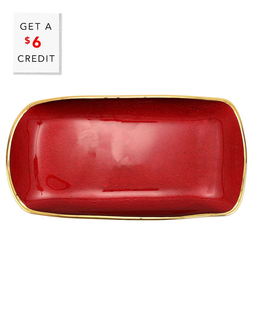 VIETRI VIETRI METALLIC GLASS RECTANGULAR TRAY WITH $6 CREDIT