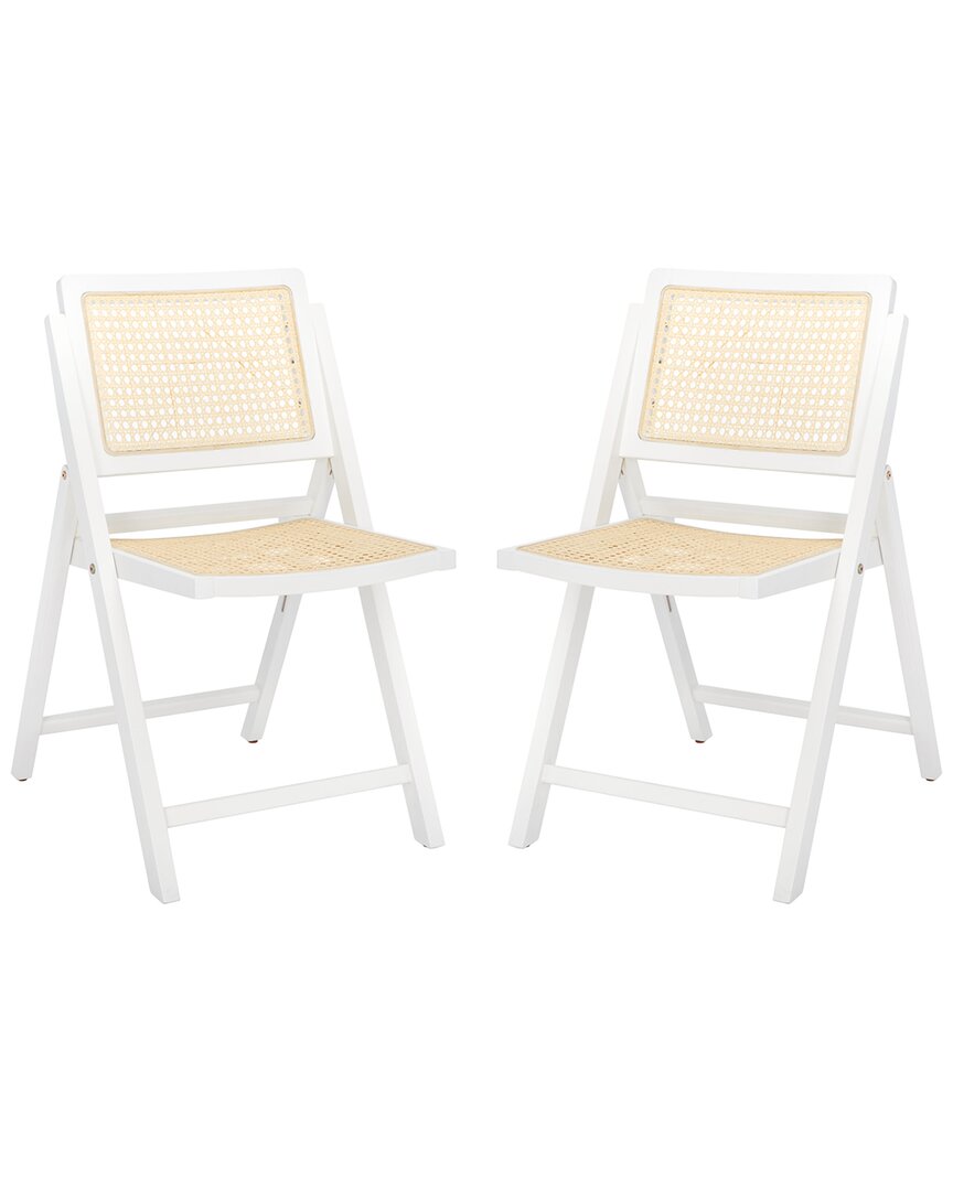 Safavieh Couture Set Of 2 Desiree Cane Folding Dining Chairs In White