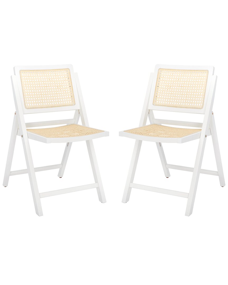 Safavieh Couture Set Of 2 Desiree Cane Folding Dining Chairs In White