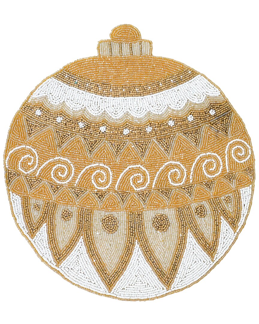 Tiramisu Golden Ornament Set Of 3 Beaded Placemats In Gold