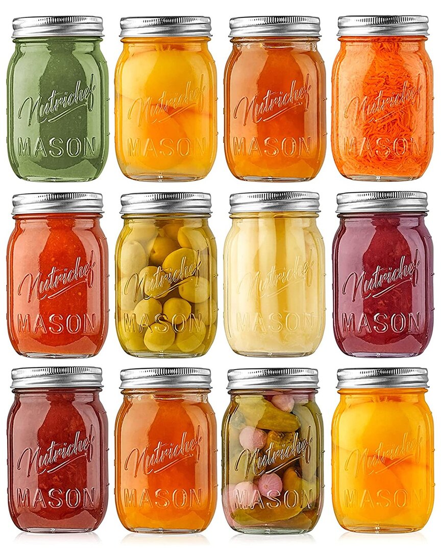 Nutrichef 12pc Mason Jars Set