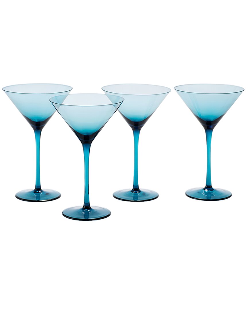 Fortessa Set Of 4 Gala Glass Blue Martini Glasses In Blue
