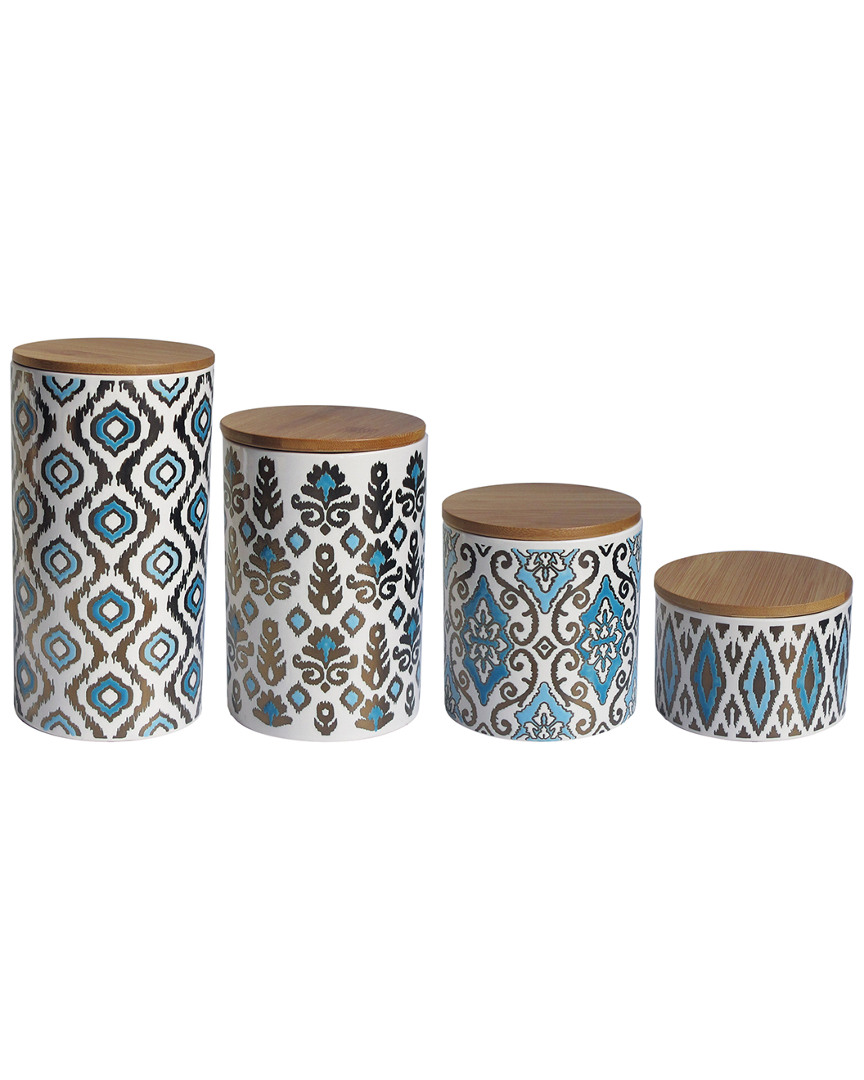 Jay Imports American Atelier Blue/gold Set Of 4 Canisters
