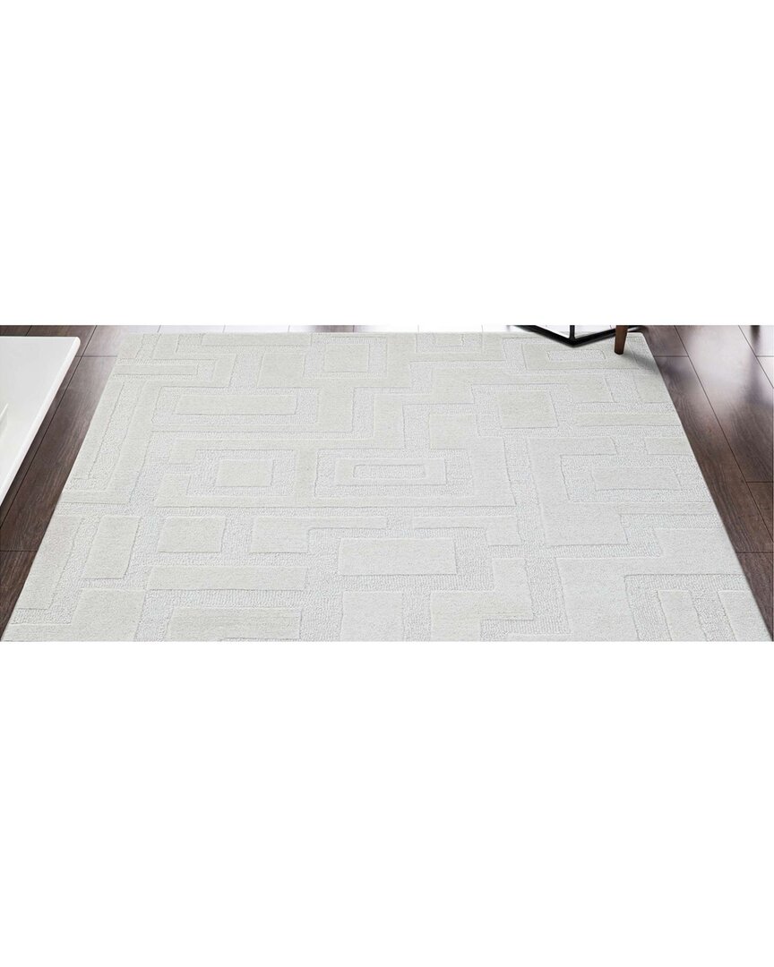 Obeetee Mid-century Wool Rug In White