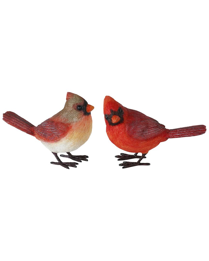 Melrose International Set Of 4 Cardinal Bird Figurine In Red