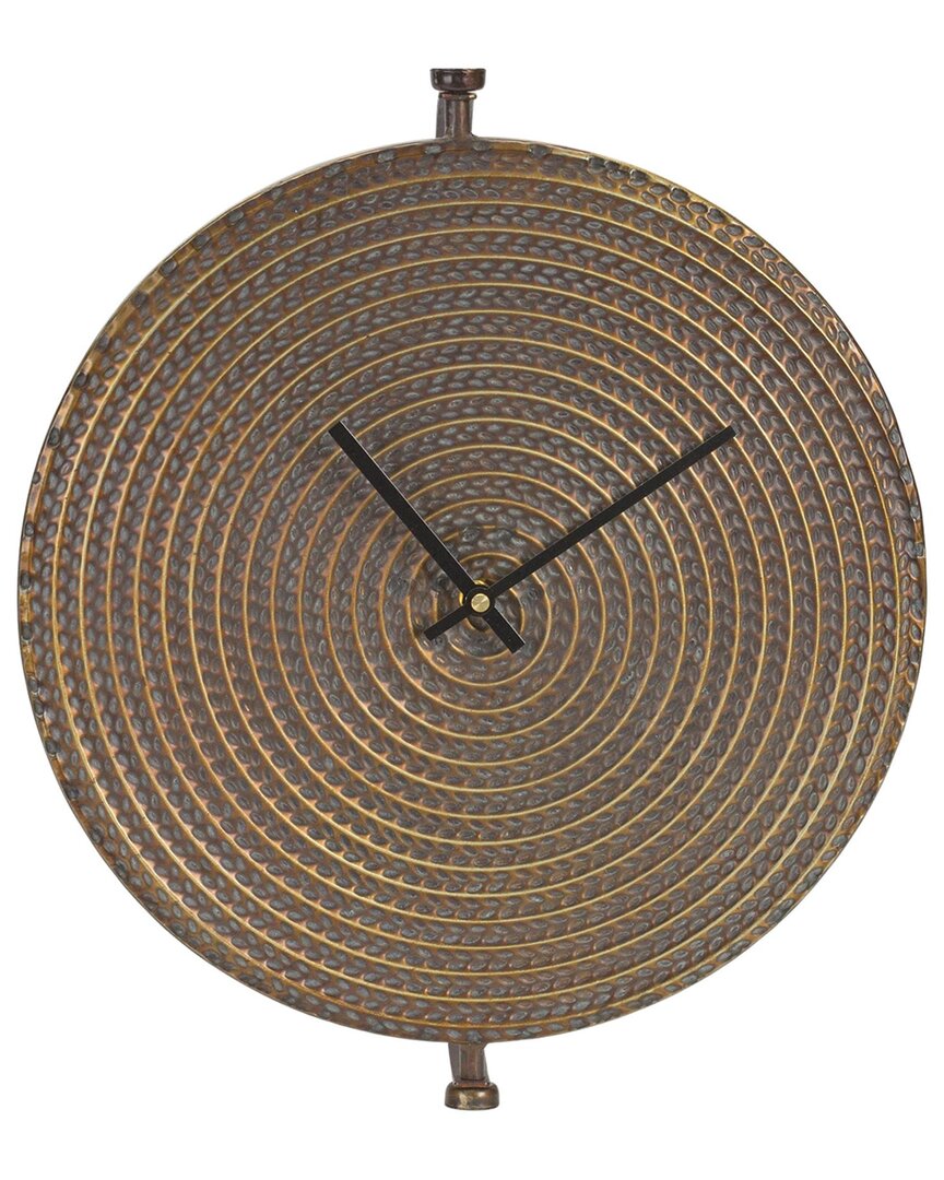 Melrose International Bronze Metal Wall Clock With Suspended Stand In Gold