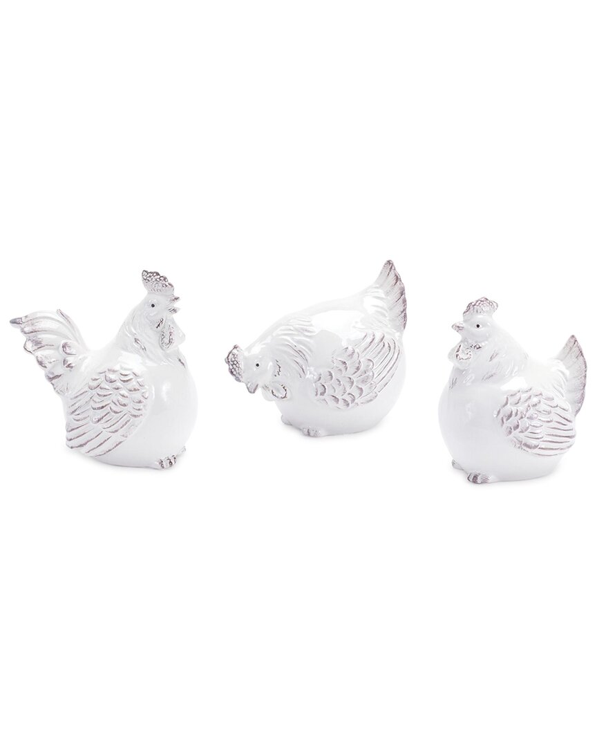 Melrose International Set Of 6 Ceramic Chicken Decor In White
