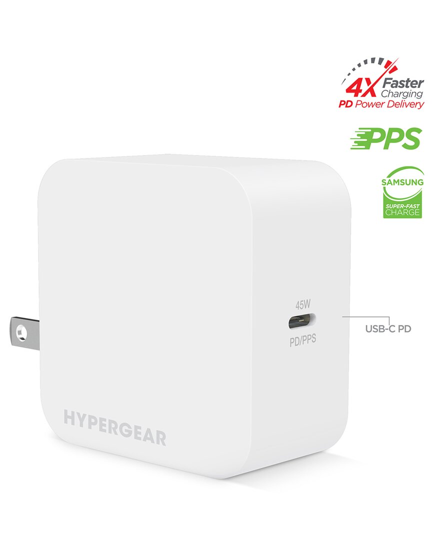 Hypergear Speedboost 45w Usb-c Pd/pps Wall Charger In White