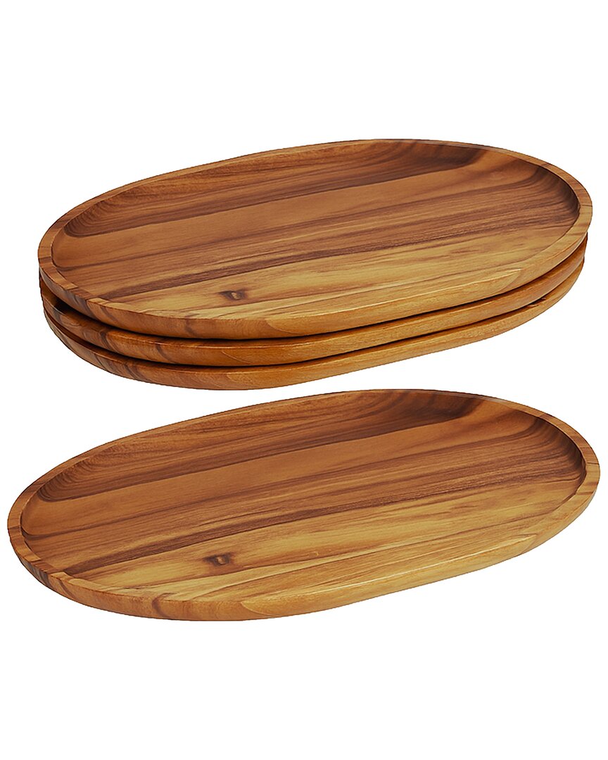 Woodard & Charles Set Of Four 15in Acacia Wood Serving Trays In Brown
