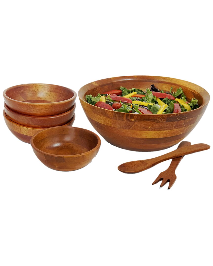 Woodard & Charles 7pc Large Salad Bowl Serving Set In Brown