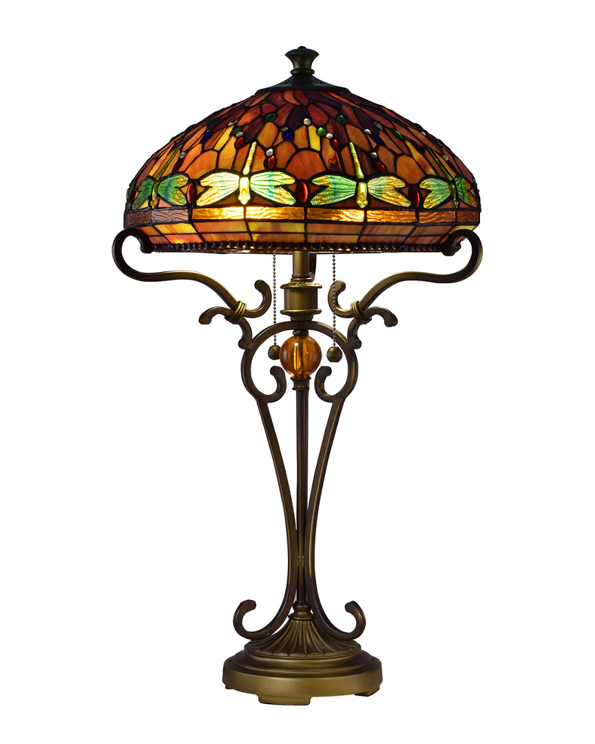 Dale Tiffany Briar Dragonfly Table Lamp In Multi