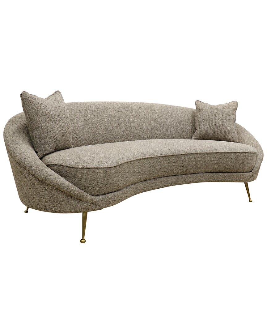 Pasargad Home Luna Collection Textured Fabric Curved Sofa In Mocha