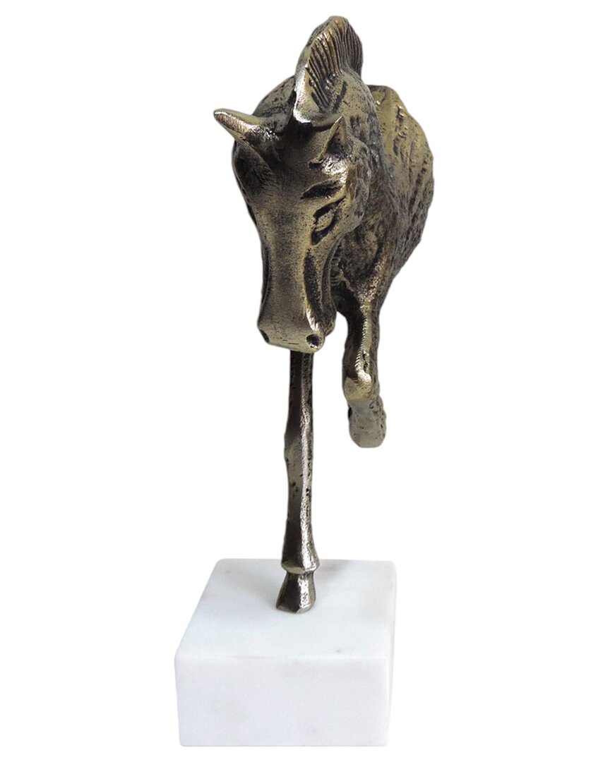 Sagebrook Home 15x9 Galloping Horse On Marble Base In Gold