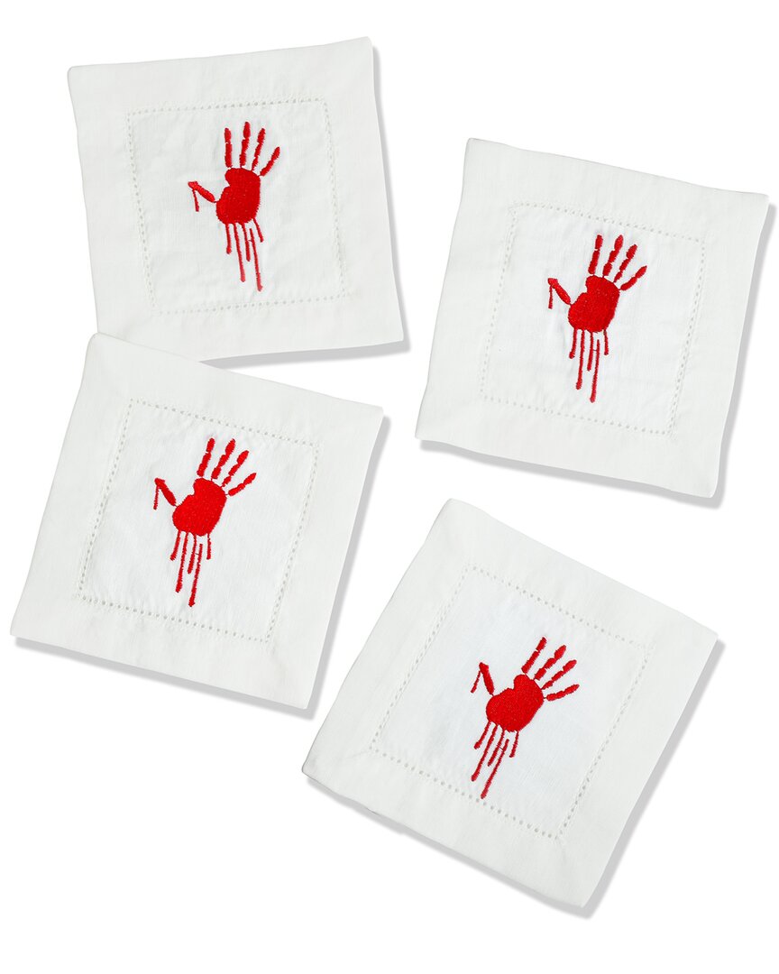 Tiramisu Set Of 4 Spooky Sips Cocktail Napkins In Red