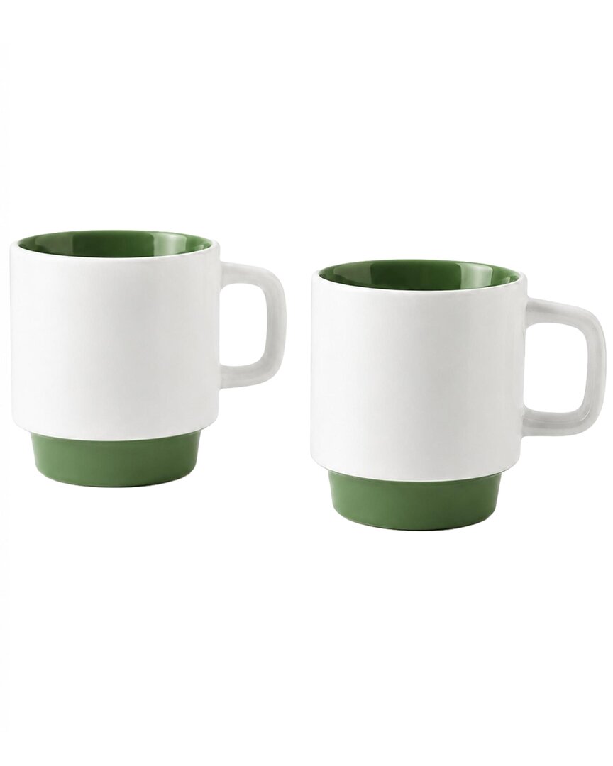 Art & Cook Art+cook Set Of 2 Coffee/espresso Mugs In Green