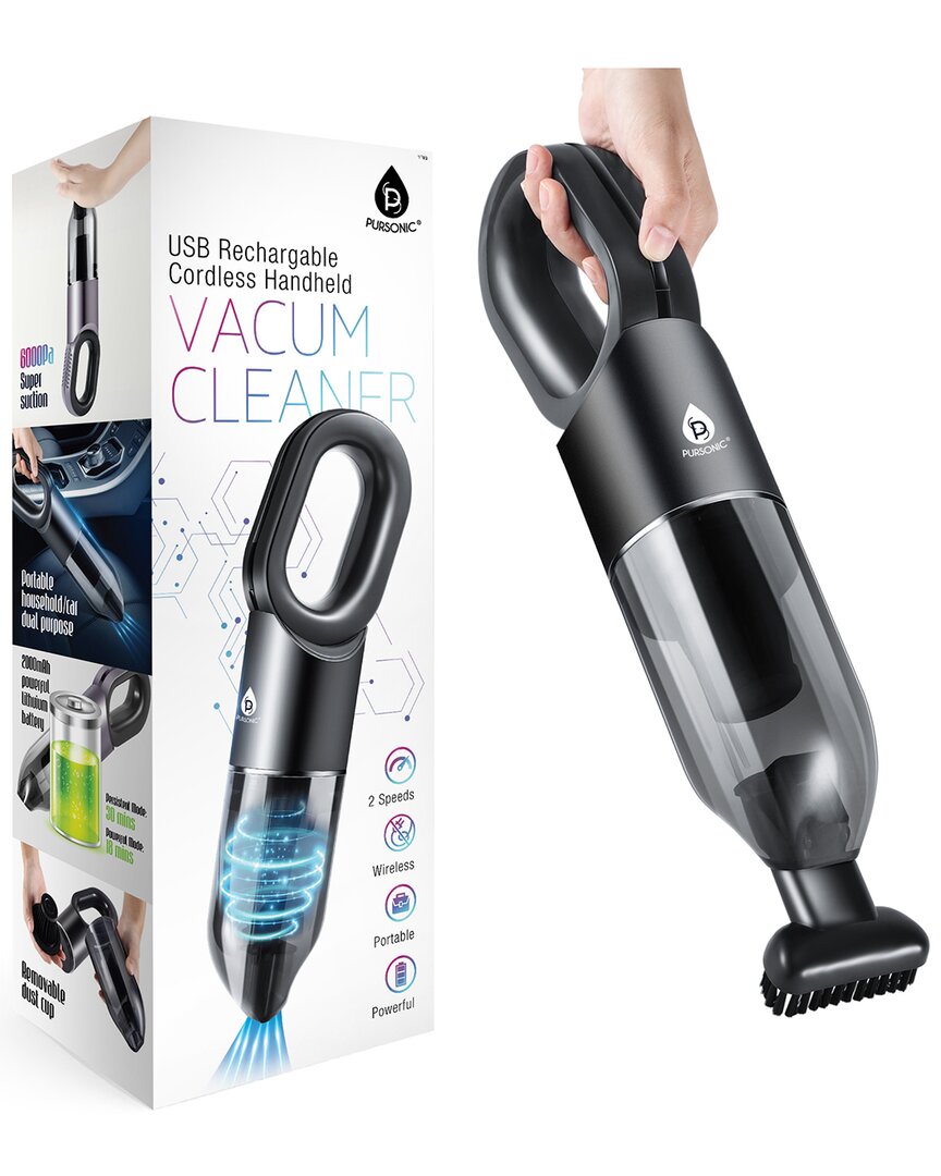 Pursonic Usb Rechargeable Cordless Handheld Vacuum Cleaner In Silver