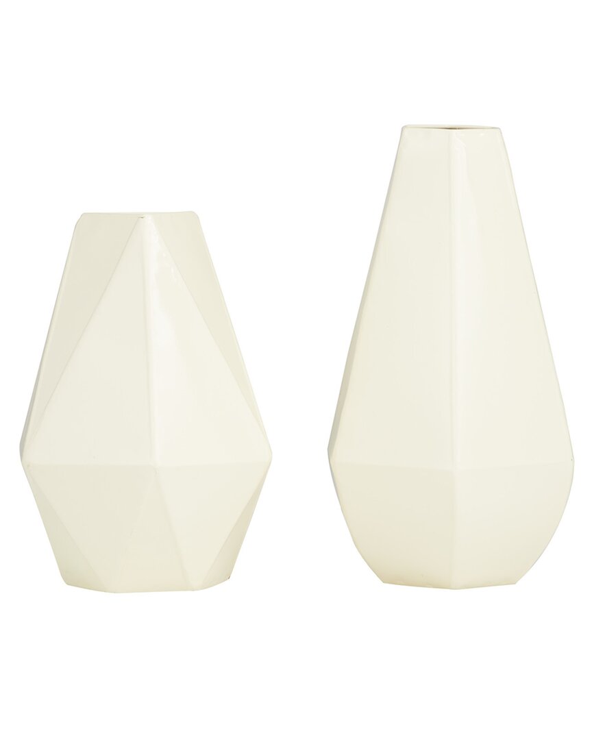 Cosmoliving By Cosmopolitan Set Of 2 Contemporary Vases In Cream
