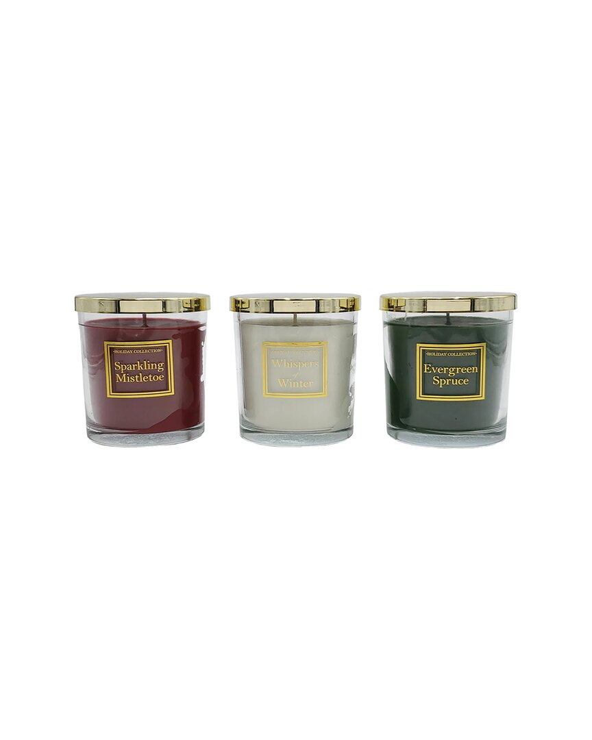Lumabase Set Of 3 Holiday Home Collection Scented Wax Candles In Multicolor