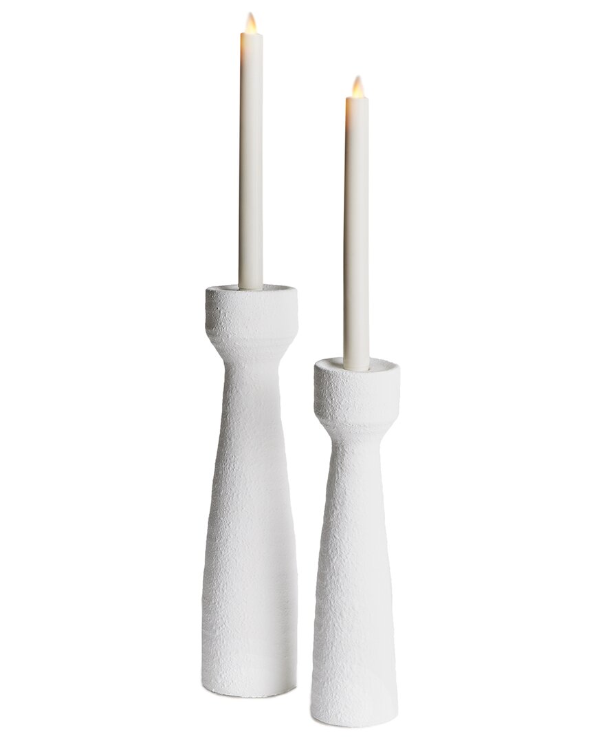 Napa Home & Garden Set Of 2 Colton Candlestands In White