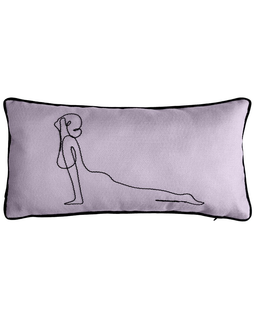 Edie Home Upward Dog Linework Embroidered Decorative Pillow In Purple