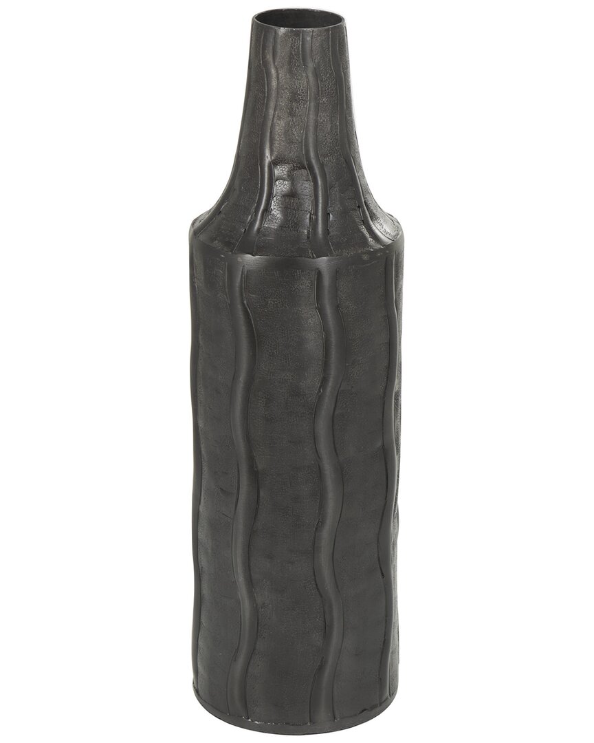 Peyton Lane Metal Snakeskin Inspired Vase With Dimensional Wavy Accents In Black
