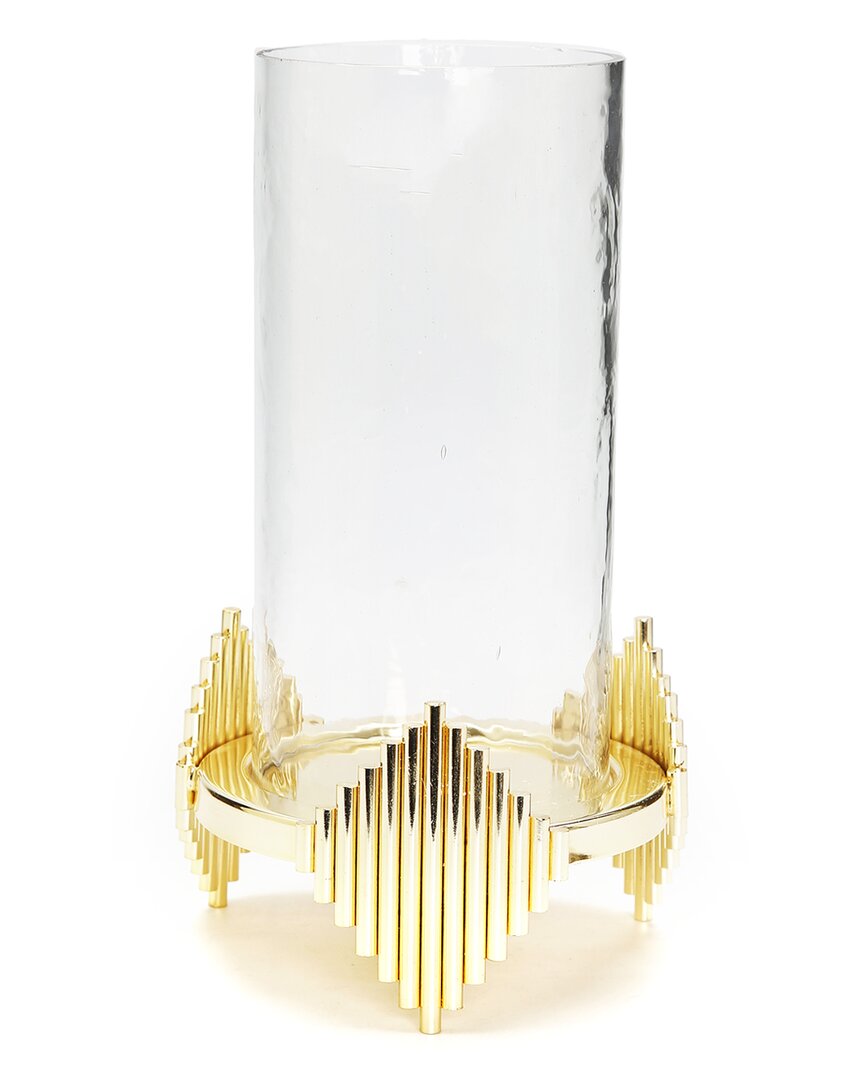 Alice Pazkus Symmetrical Design Candle Holder In Gold