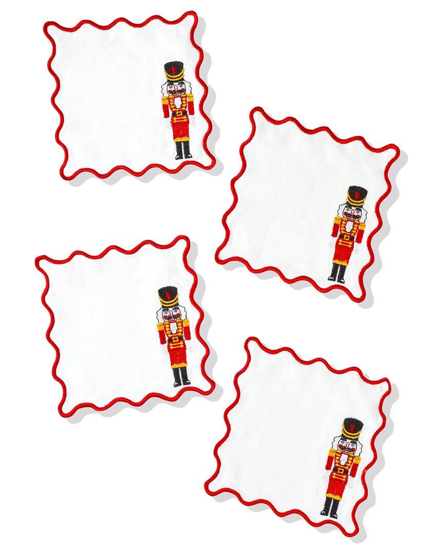 Tiramisu Set Of 4 Nutcracker Parade Embroidered Cocktail Napkins In Multi