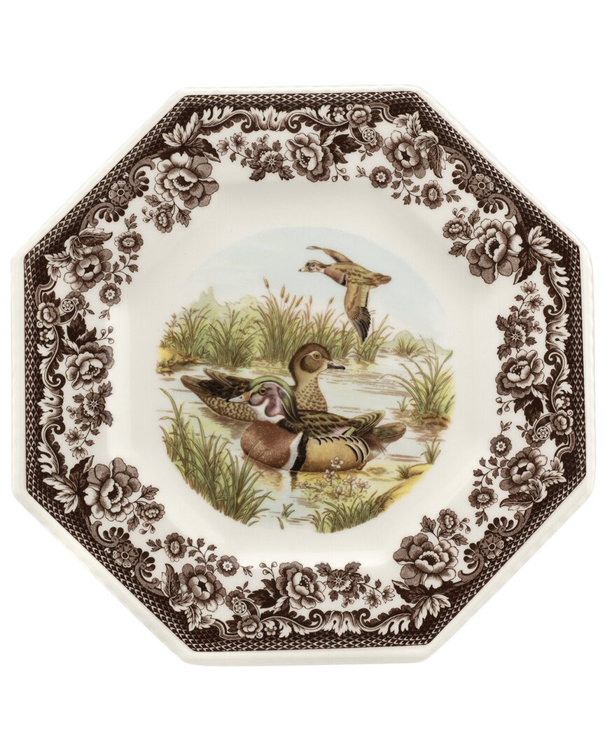Spode Woodland Wood Duck Octagonal Plate In Brown