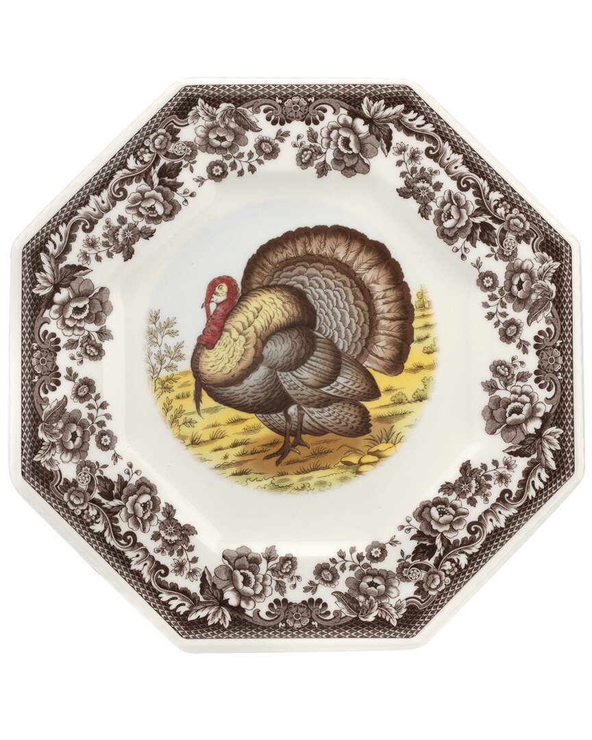 Spode Woodland Turkey Octagonal Plate In White